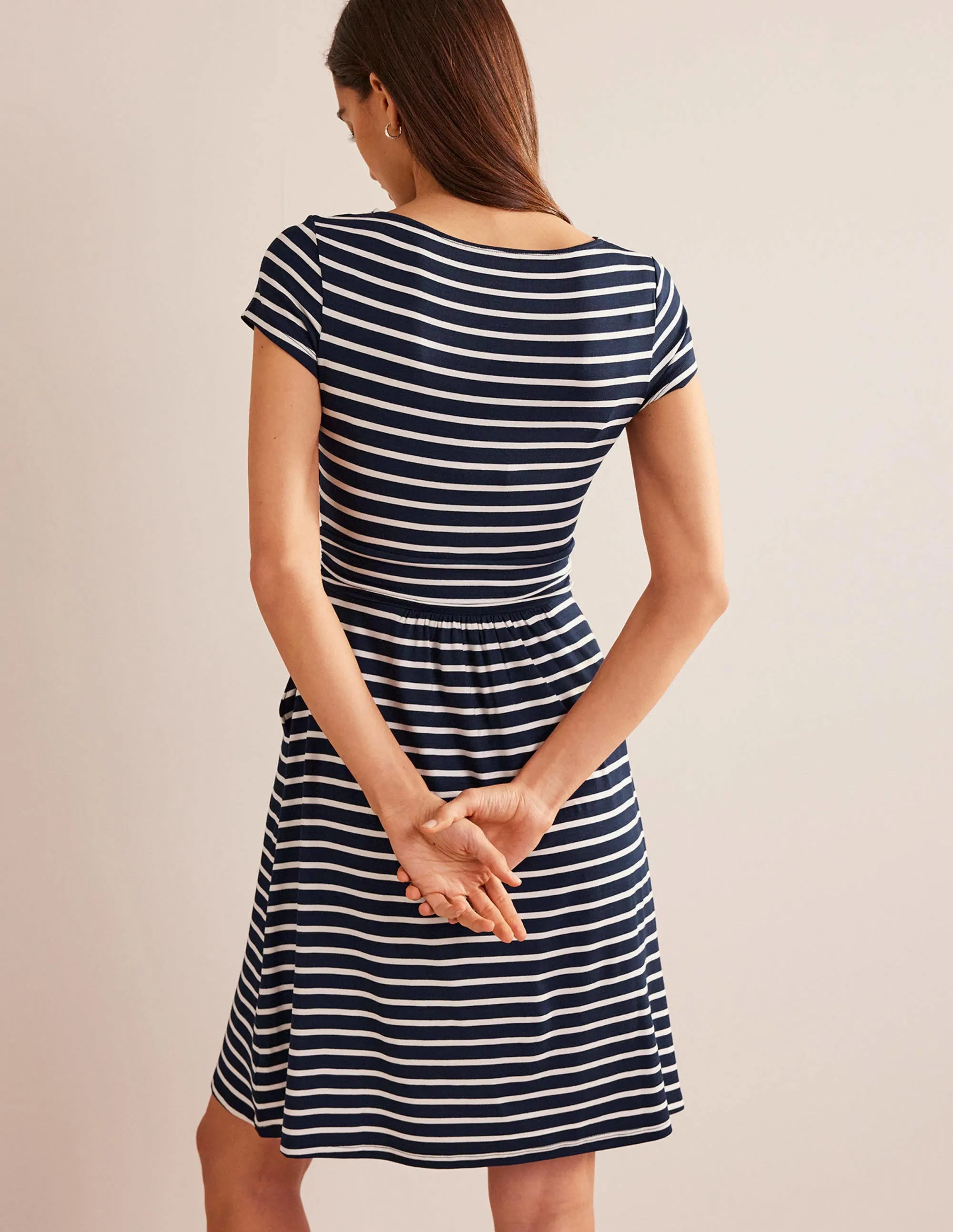Amelie Jersey Dress-Navy/Ivory