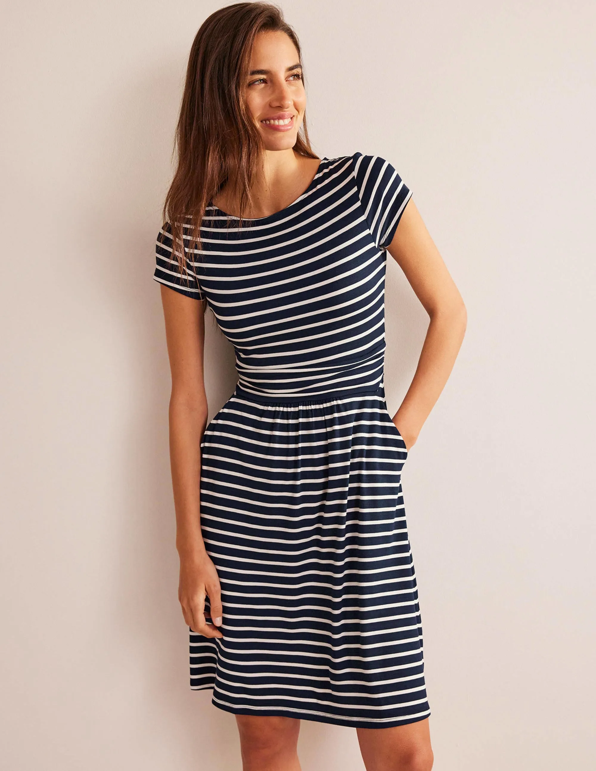 Amelie Jersey Dress-Navy/Ivory