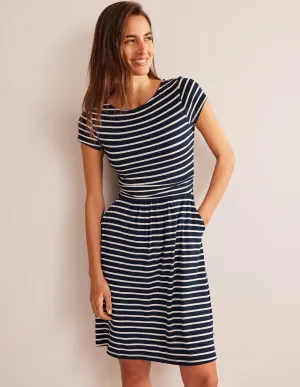 Amelie Jersey Dress-Navy/Ivory