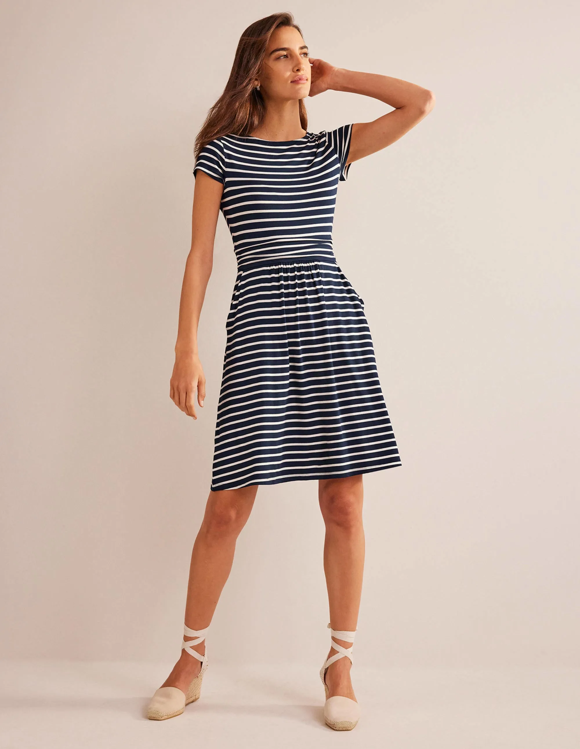 Amelie Jersey Dress-Navy/Ivory