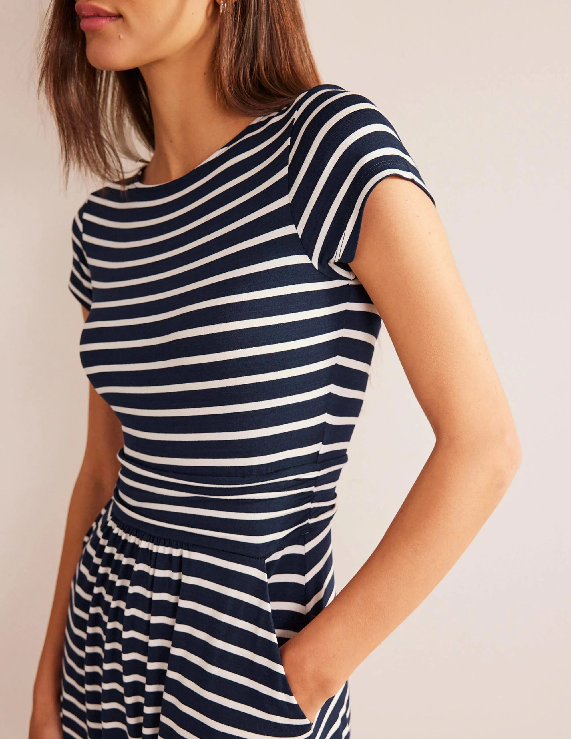 Amelie Jersey Dress-Navy/Ivory