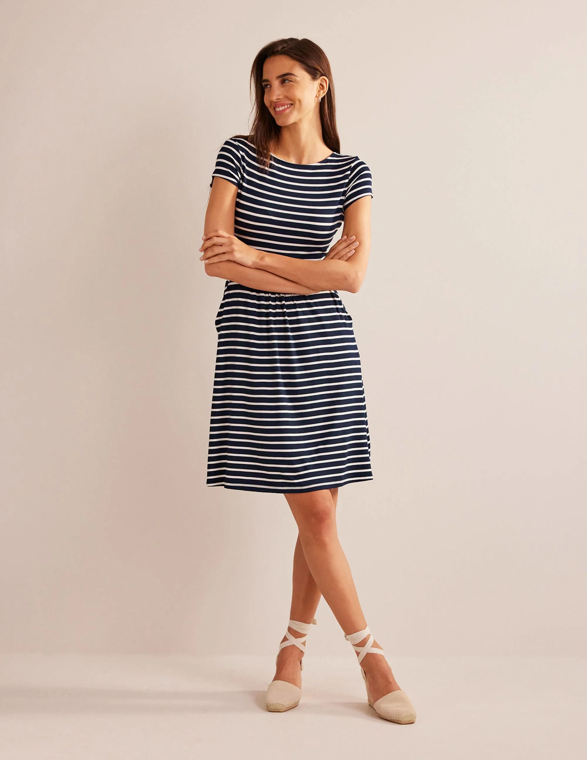 Amelie Jersey Dress-Navy/Ivory
