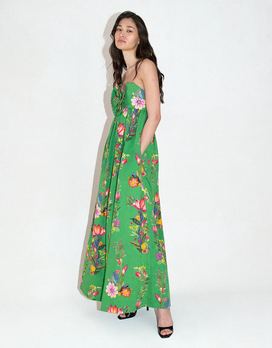 Anastasia Jacquard Maxi Gown - Sierra Jungle Green - SALE
