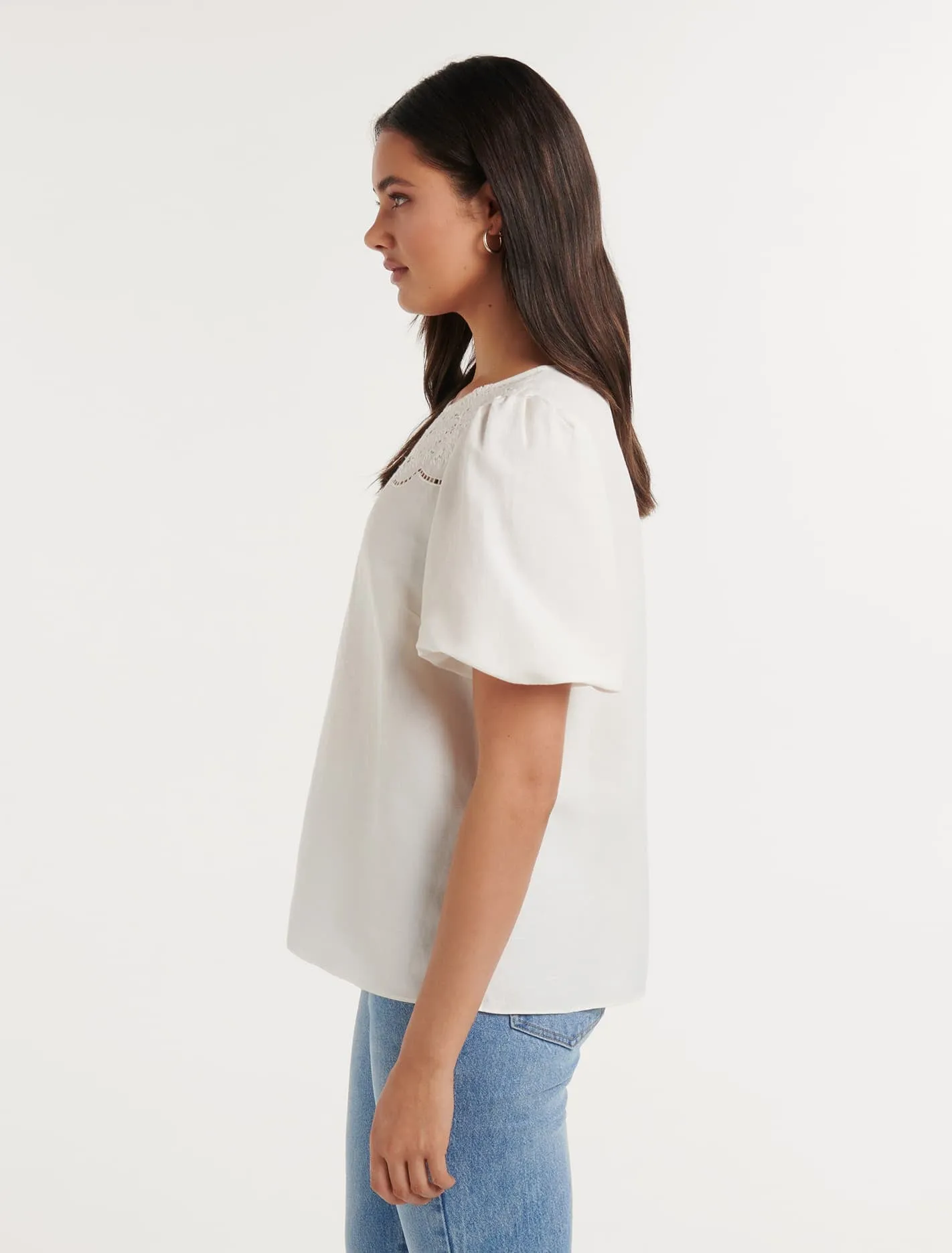 Ash Cutwork Yoke Blouse