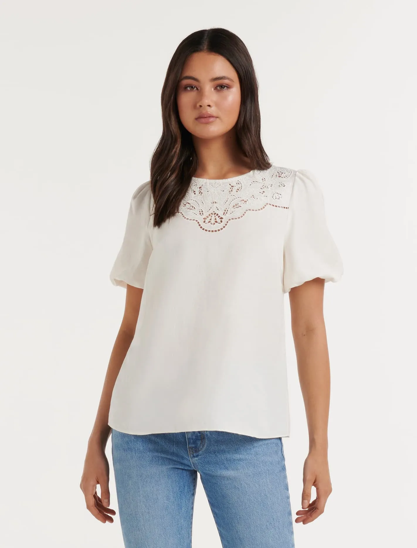 Ash Cutwork Yoke Blouse