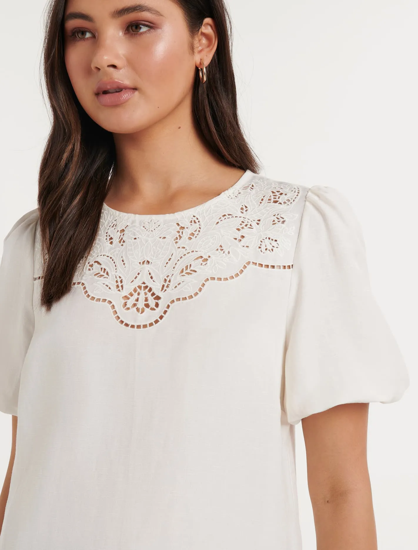 Ash Cutwork Yoke Blouse