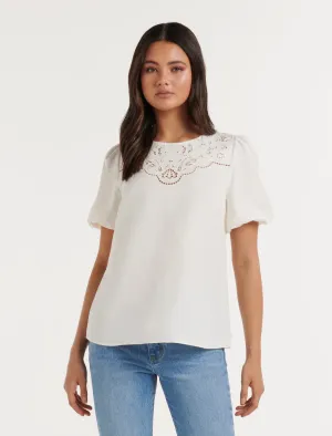 Ash Cutwork Yoke Blouse