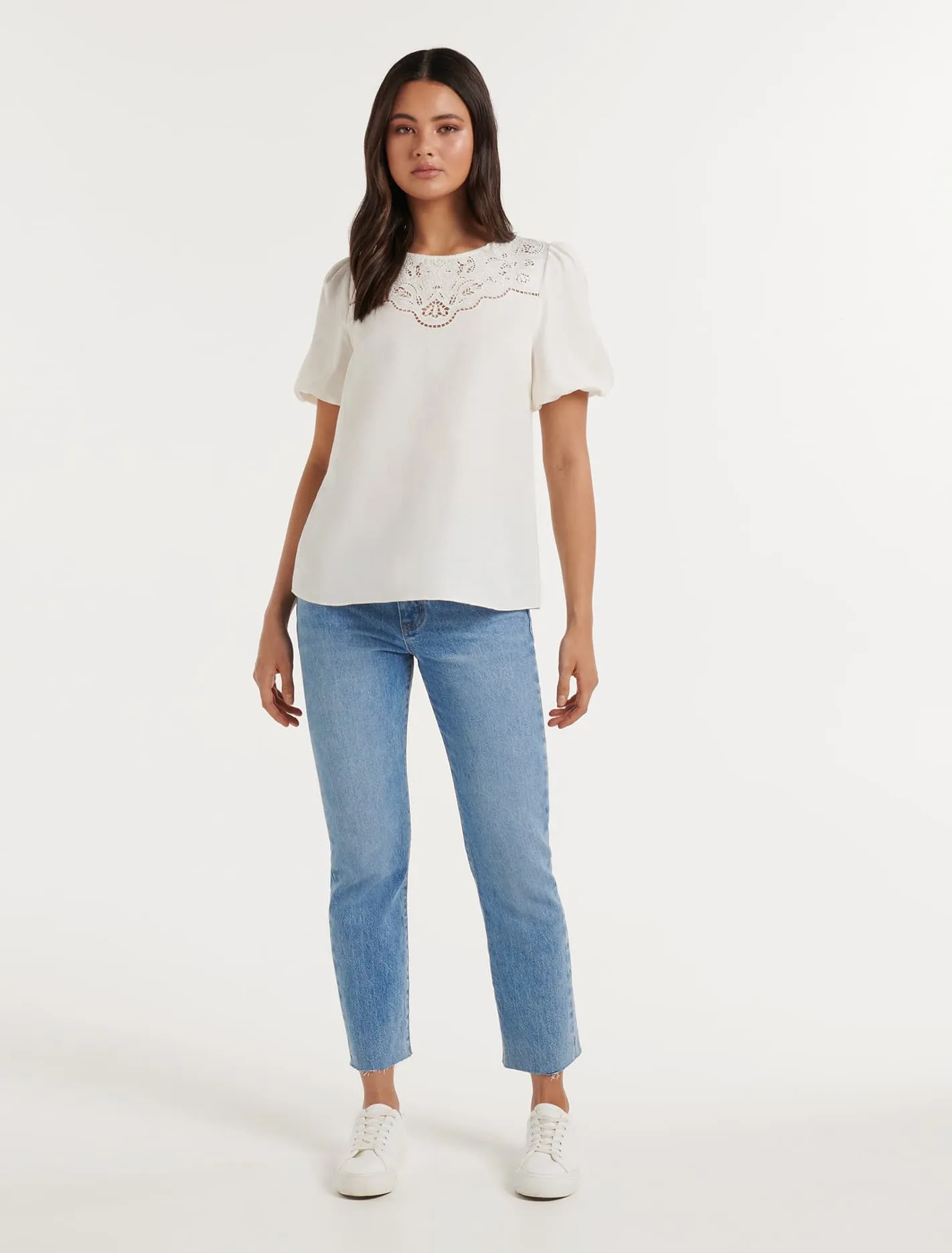Ash Cutwork Yoke Blouse