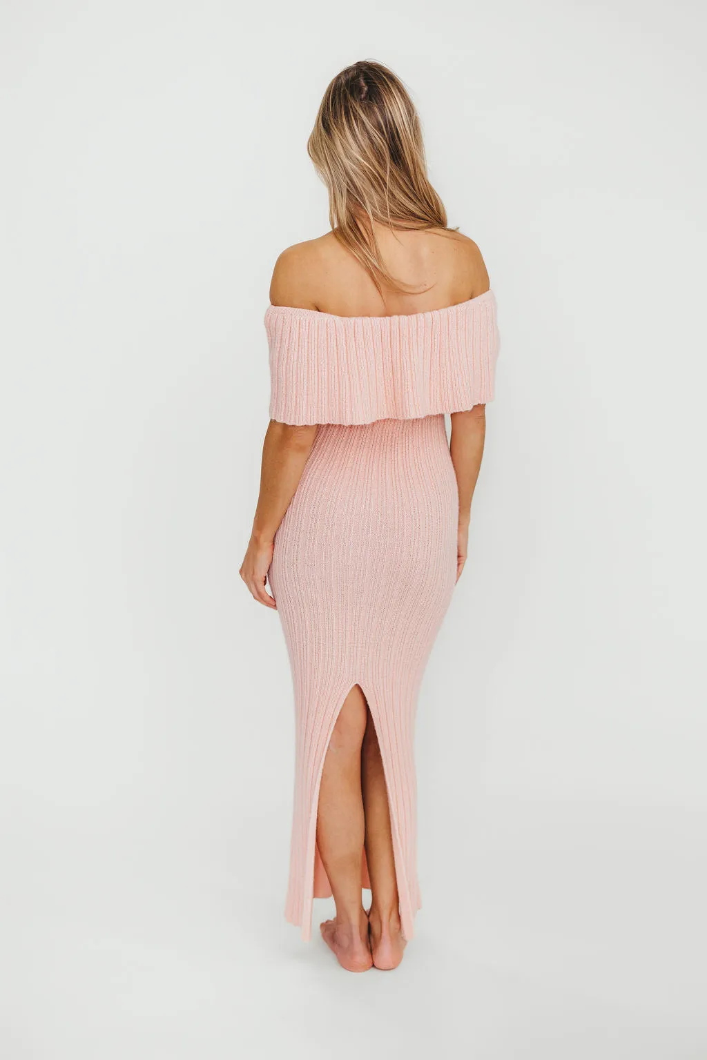 Aston Bow Front Maxi Sweater Dress in Pinkish Petal– Bump Friendly & Inclusive Sizing (S-3XL)
