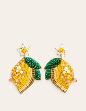 Beady Motif Earrings-Lemon