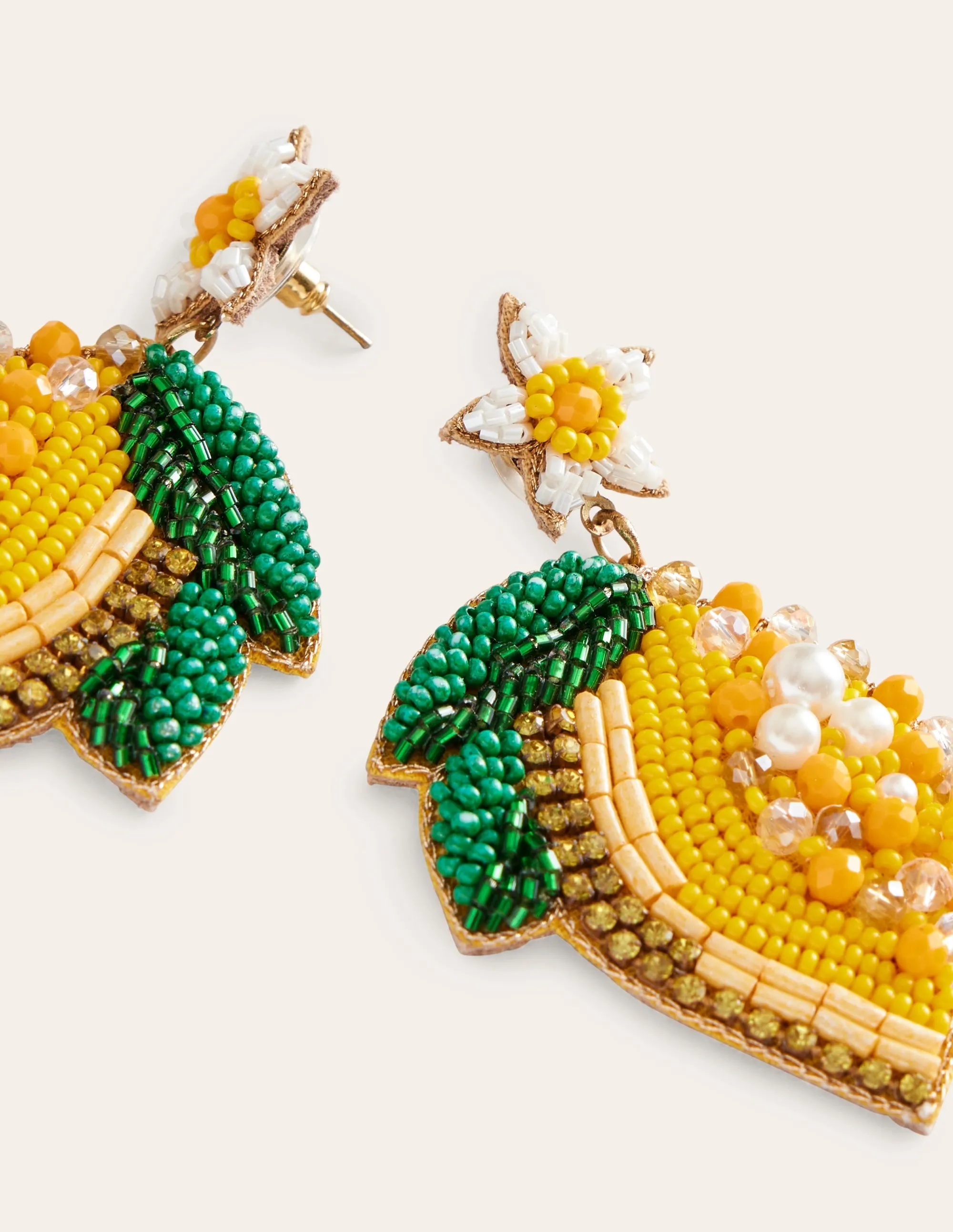 Beady Motif Earrings-Lemon