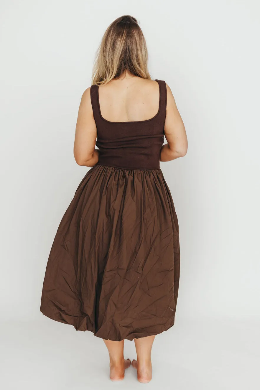 Betty Midi Dress in Brown