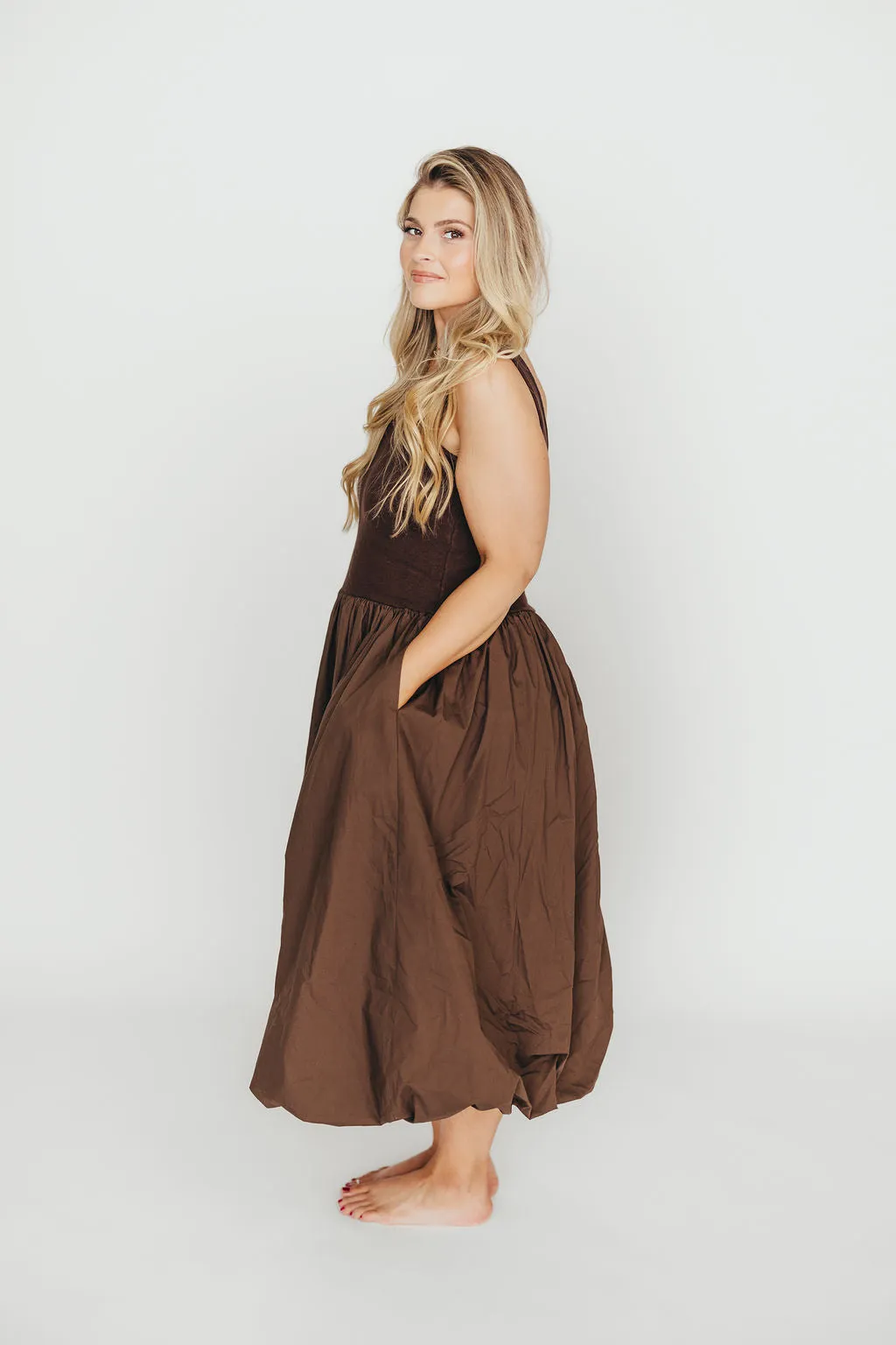 Betty Midi Dress in Brown