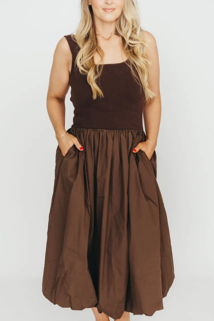 Betty Midi Dress in Brown