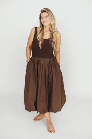 Betty Midi Dress in Brown