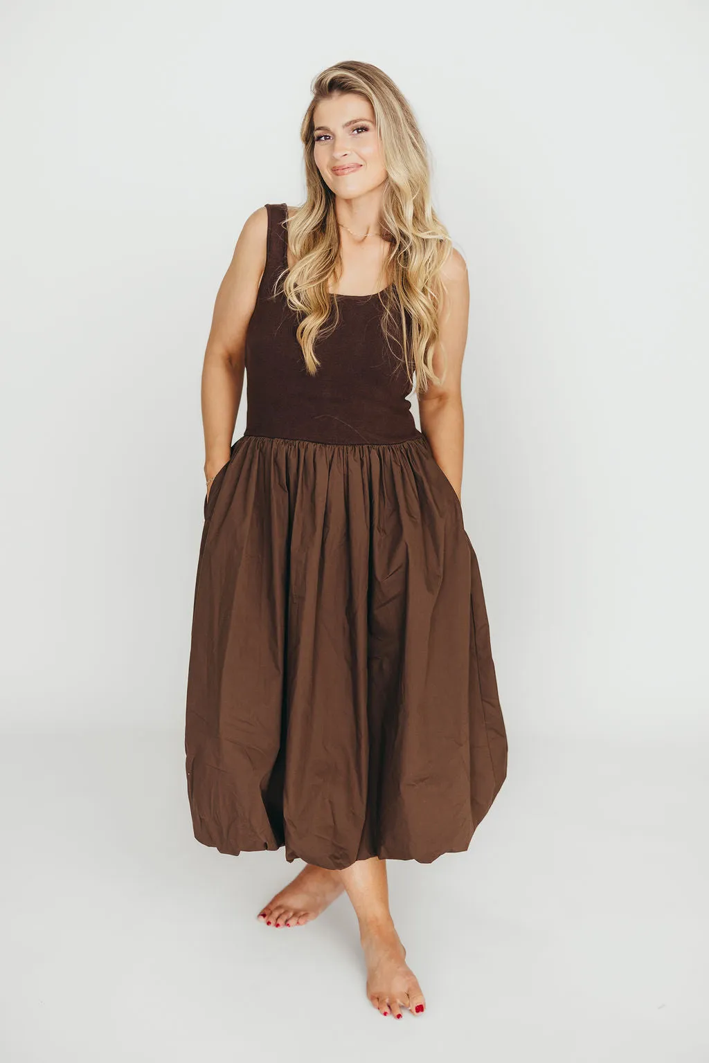 Betty Midi Dress in Brown
