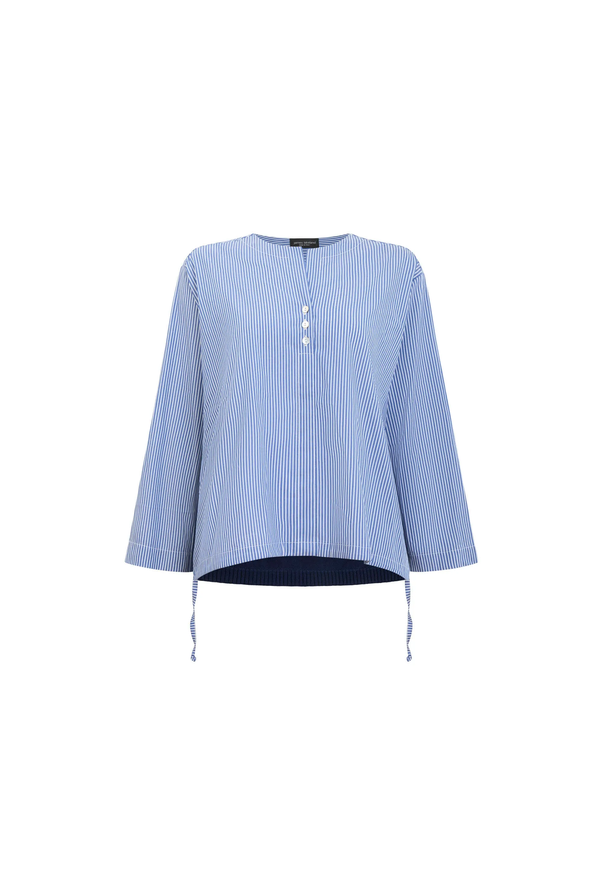 Bi-material Stripped Tunic Top