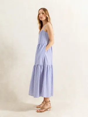 Blue Stripe Tiered Dress