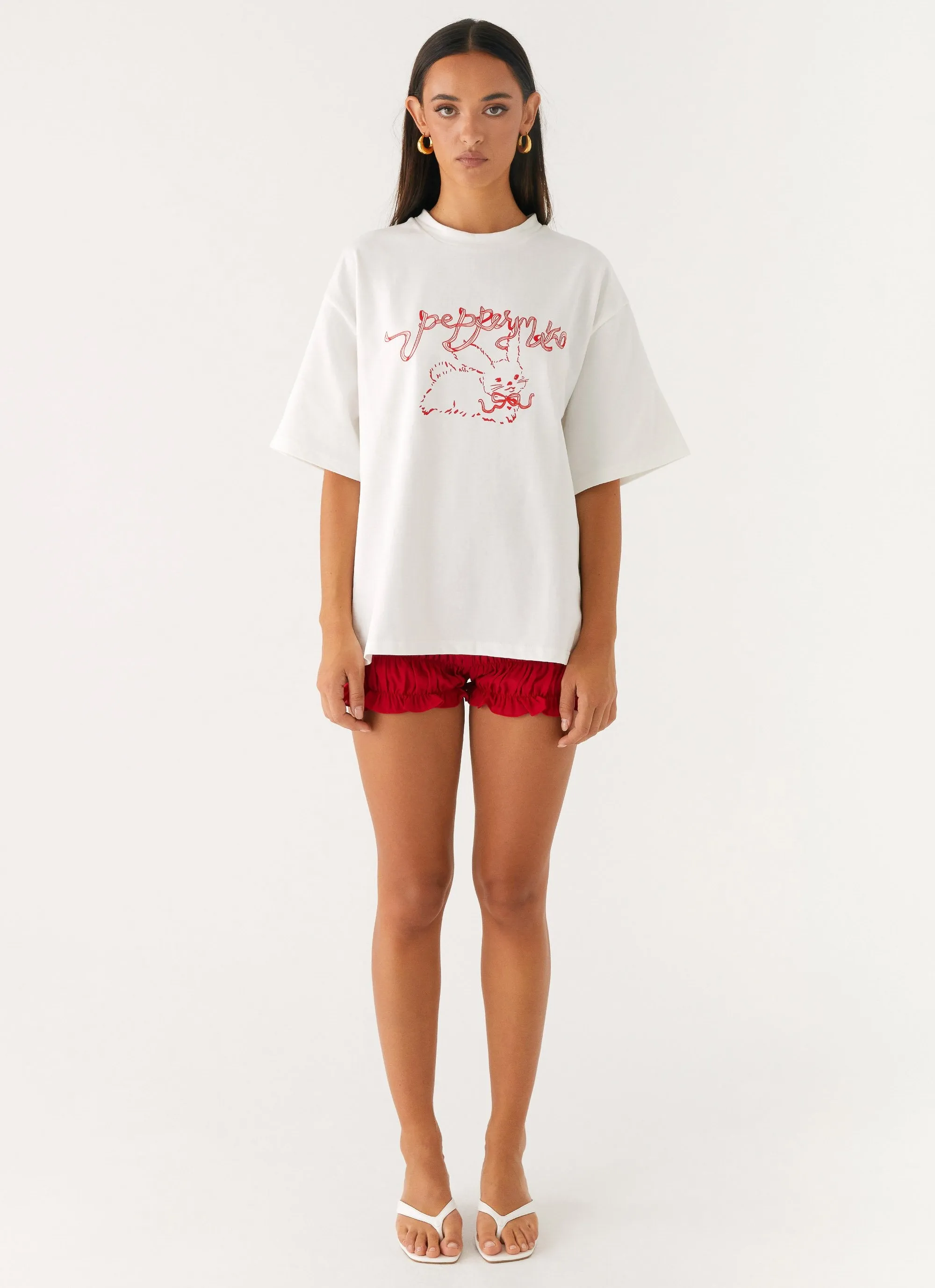 Born To Have Fun Oversized Graphic Tee - Pink Bunny
