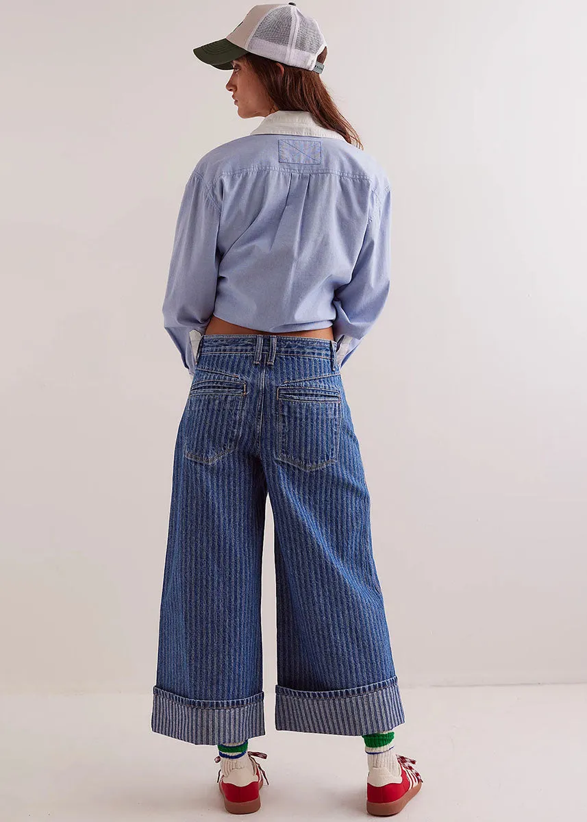 Brette Cropped Wide Leg Jeans - Bittersweet Blue
