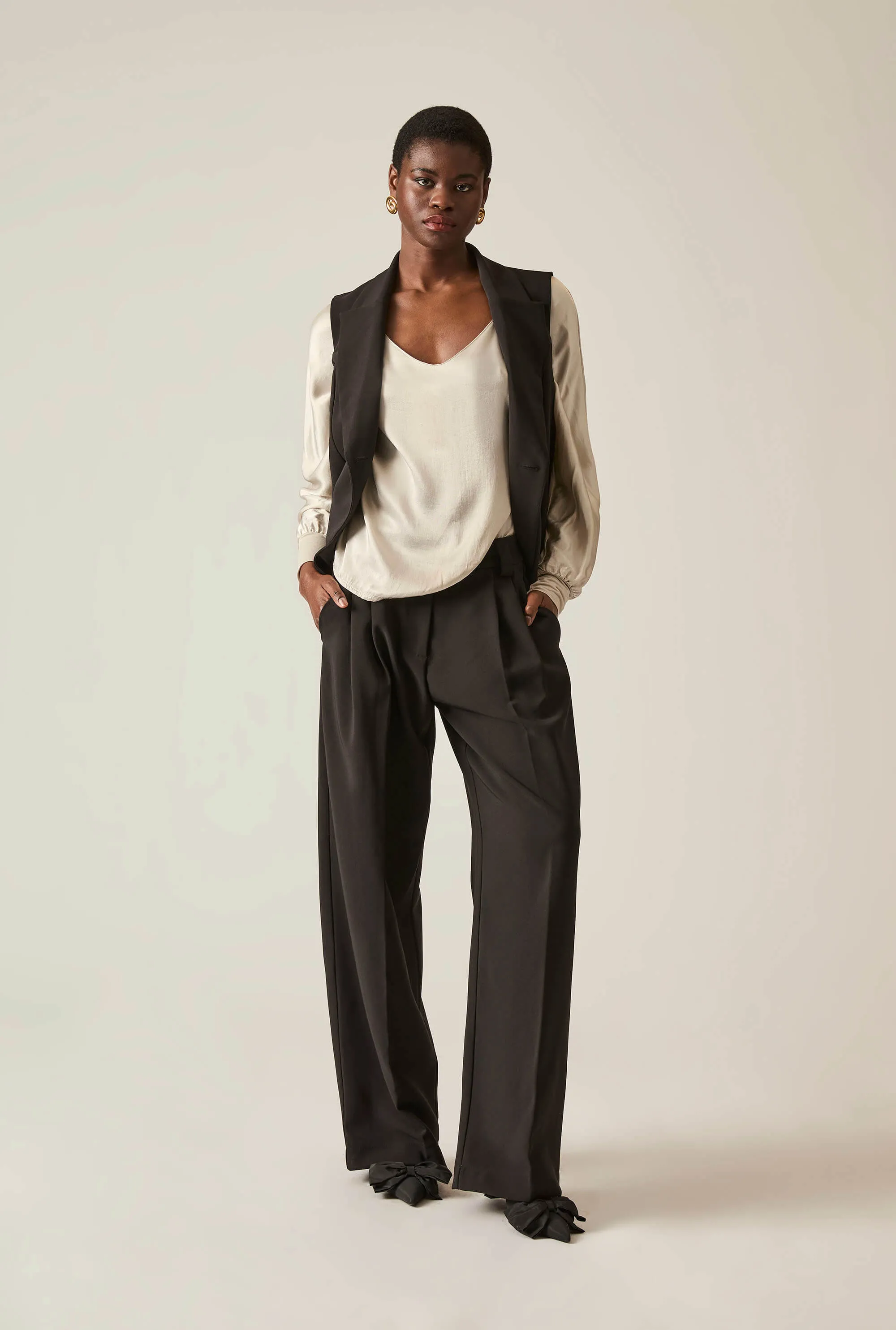Button Black Trousers