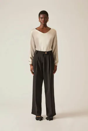 Button Black Trousers