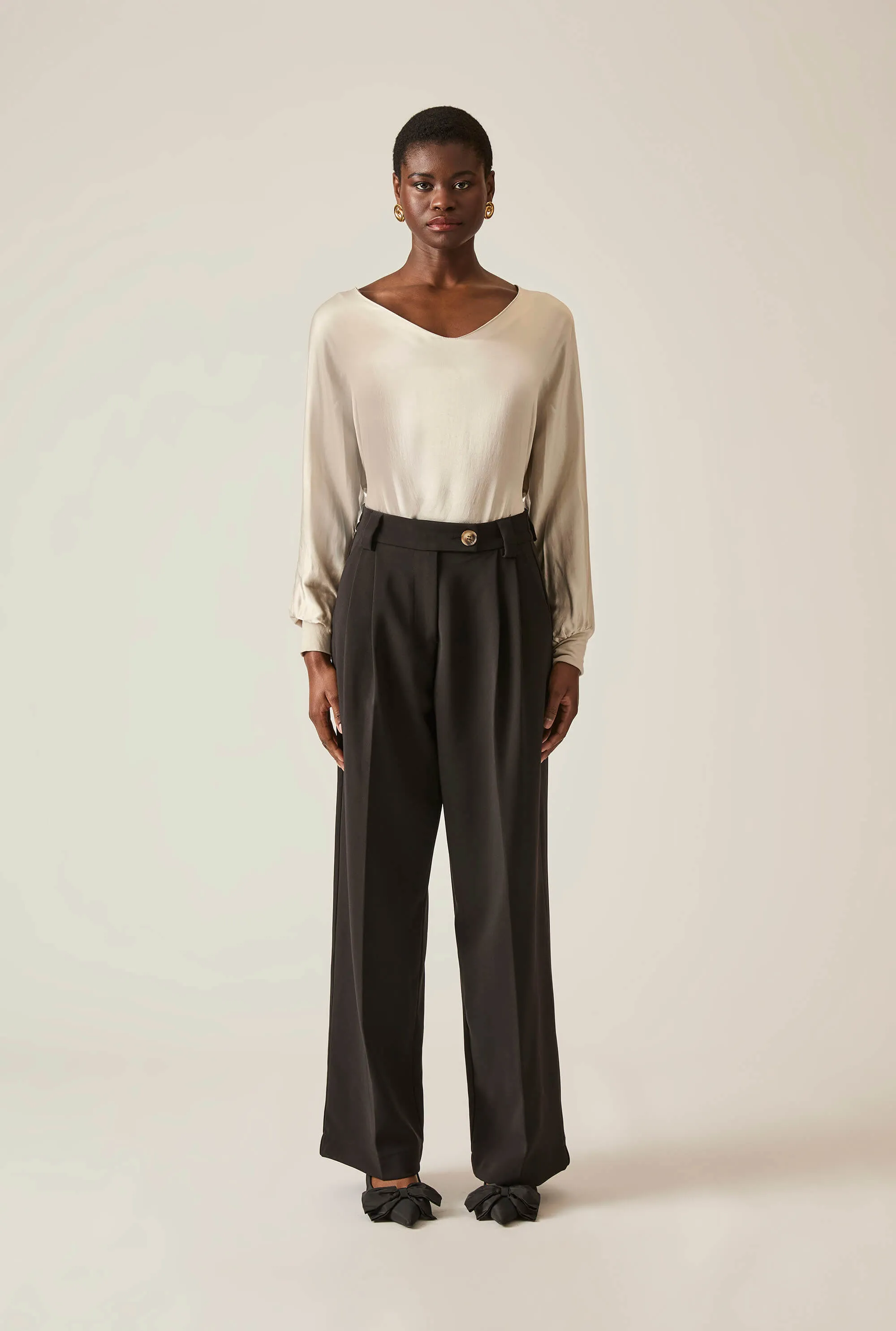 Button Black Trousers