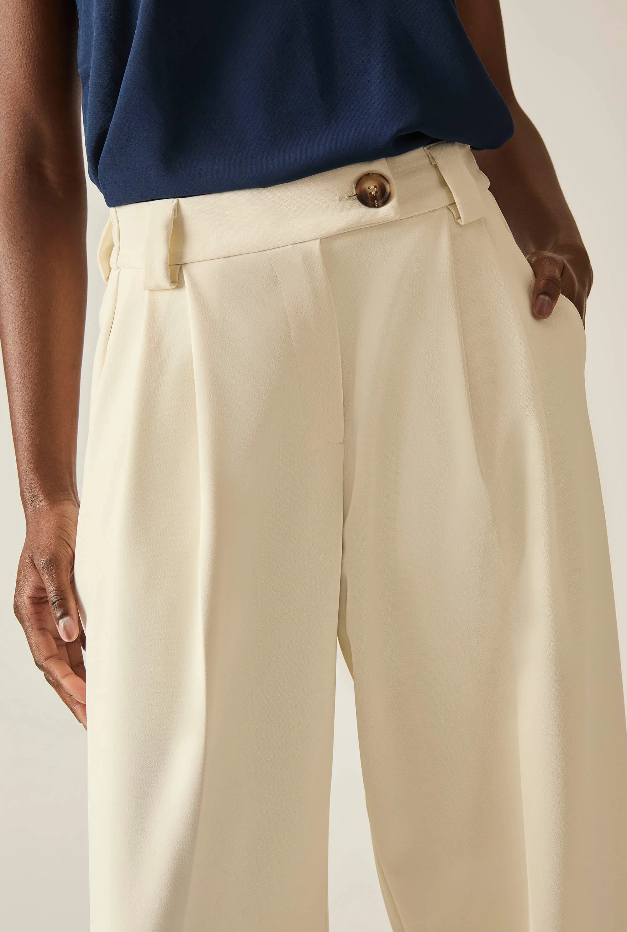 Button Cream Trousers