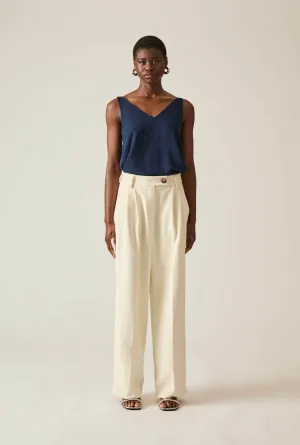 Button Cream Trousers