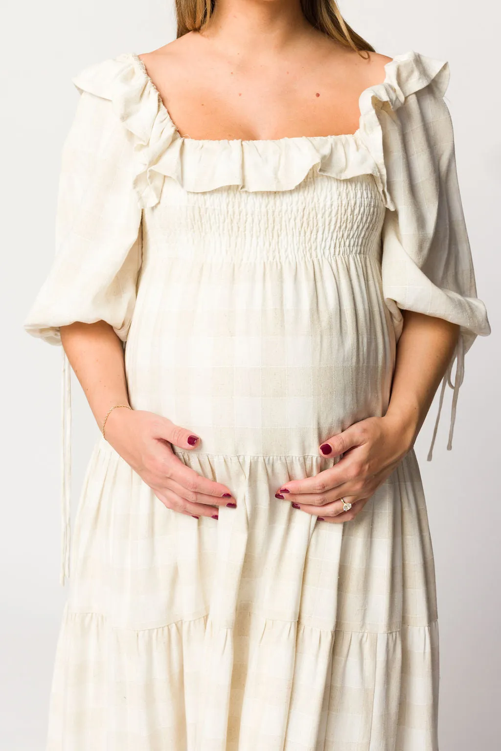Clea Dress in Natural Plaid - Bump Friendly