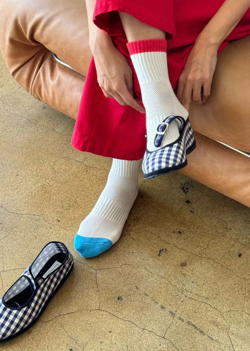 Color Block Girlfriend Socks - Blue Red