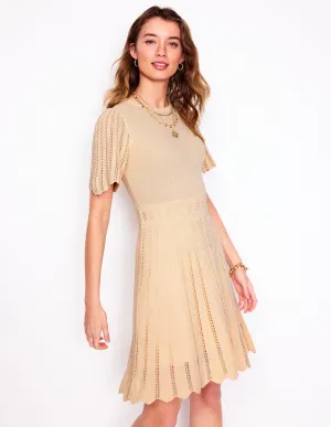 Cotton Stitch Crew Dress-Ivory