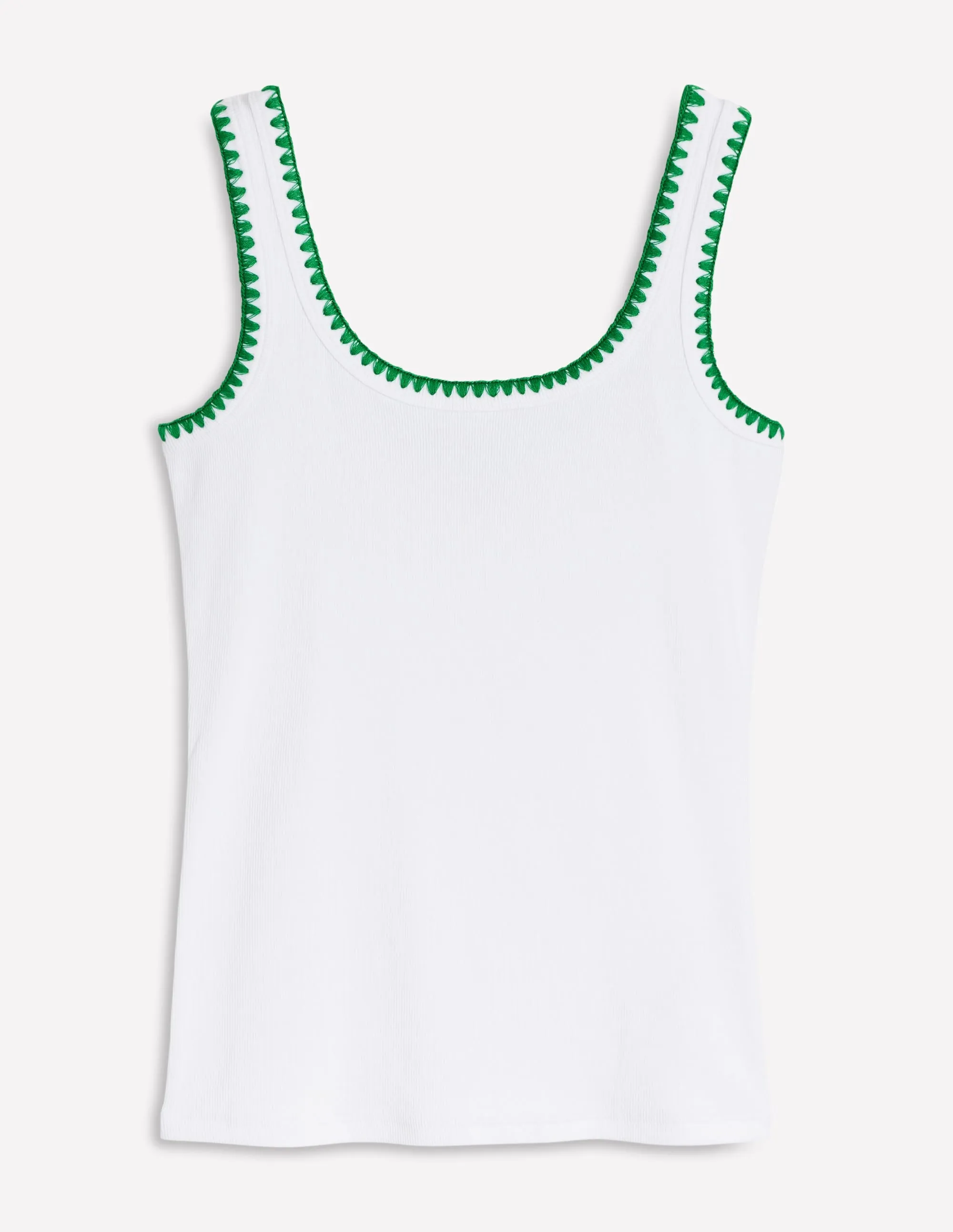 Crochet Trim Scoop Neck Vest-White