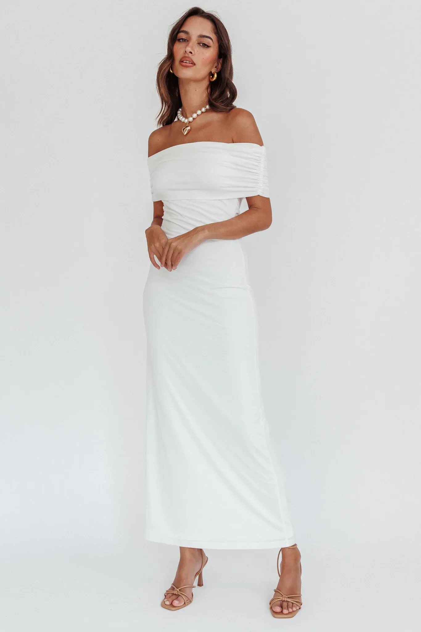 Cruising Sunset Off Shoulder Dress Off White