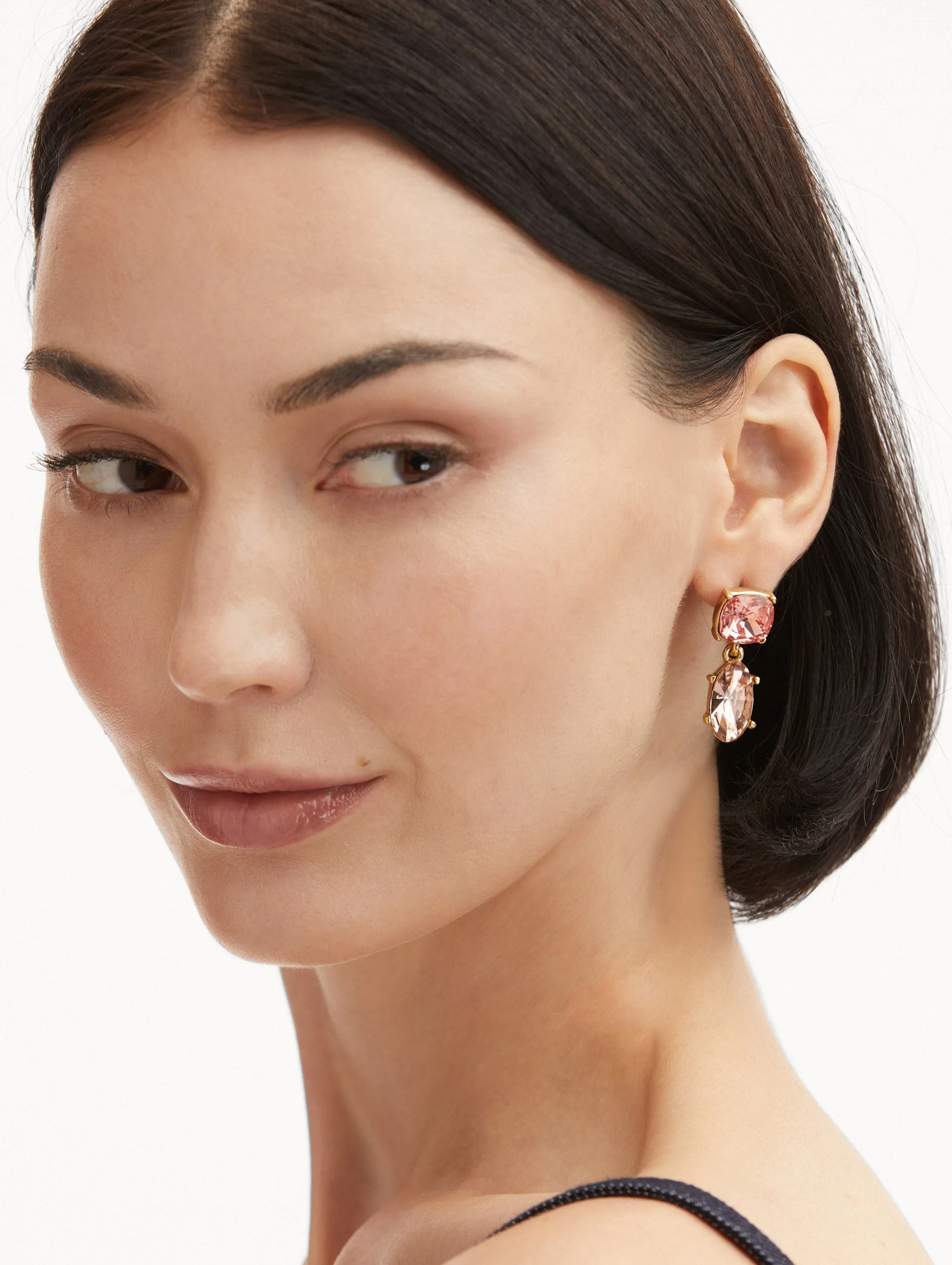 Double Crystal Drop Earrings