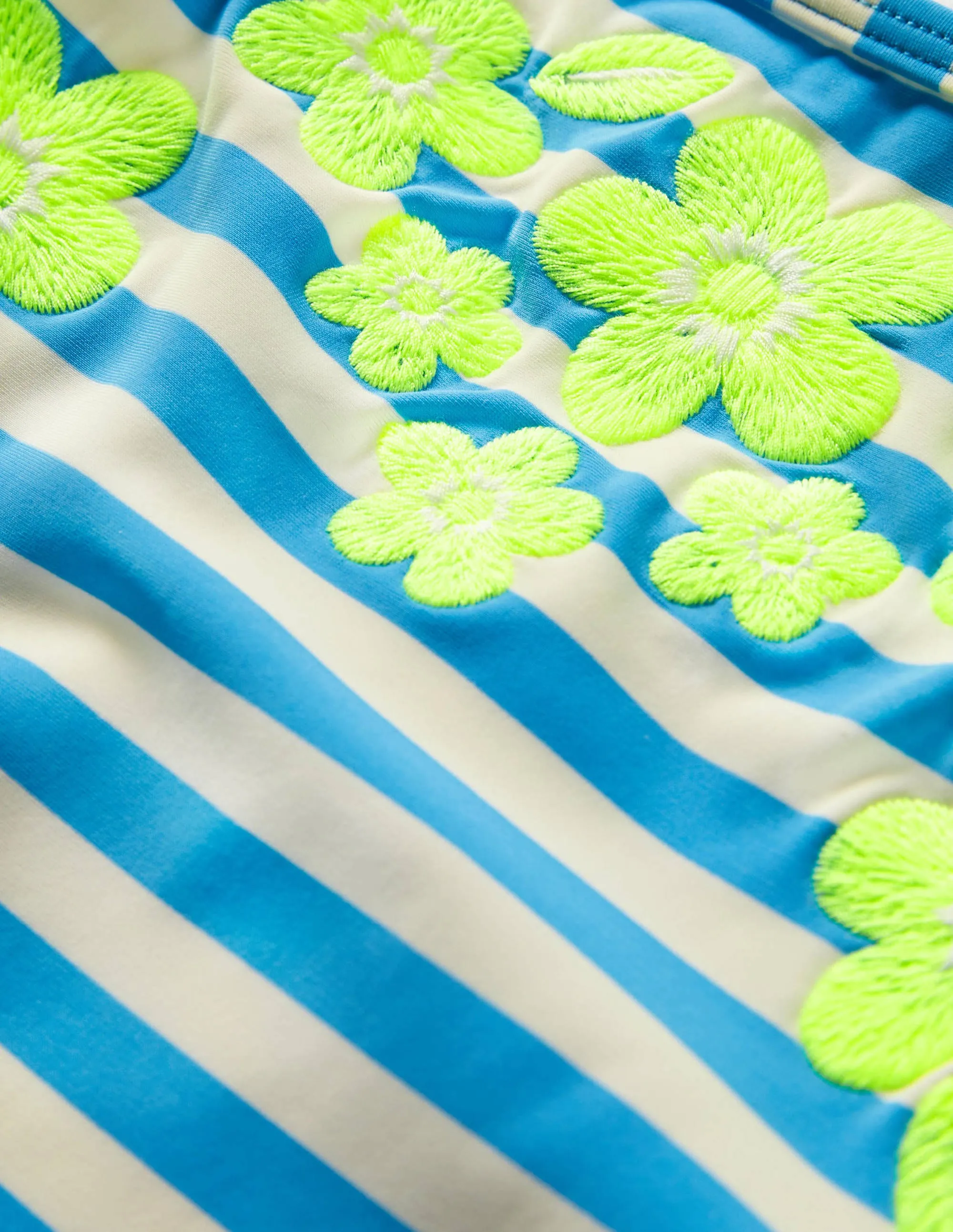 Embroidered Swimsuit-Malibu Blue Stripe