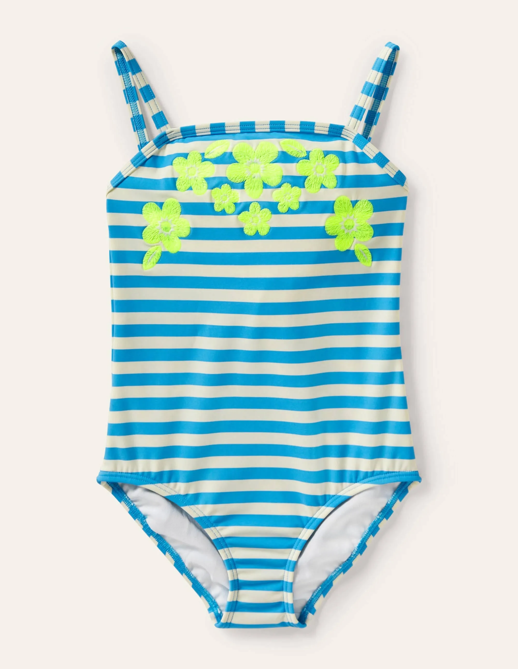 Embroidered Swimsuit-Malibu Blue Stripe