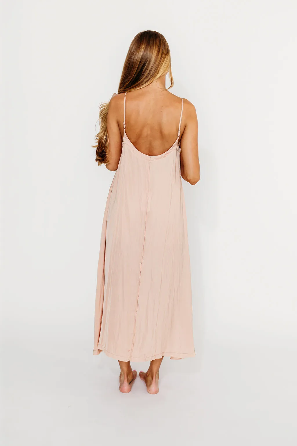 Ensley Satin Tent Maxi Dress in Pink Clay