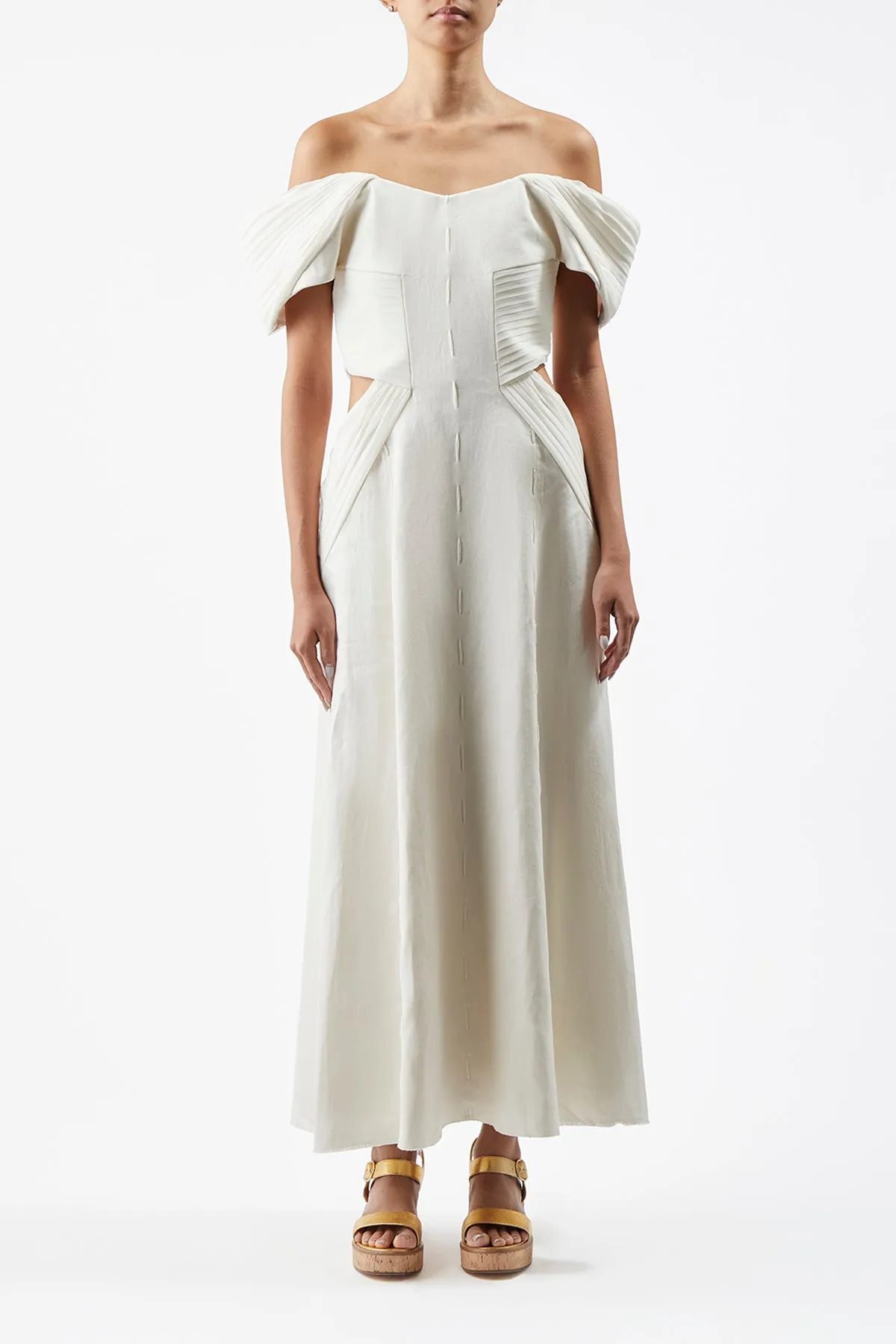 Erinna Dress in Ivory Linen