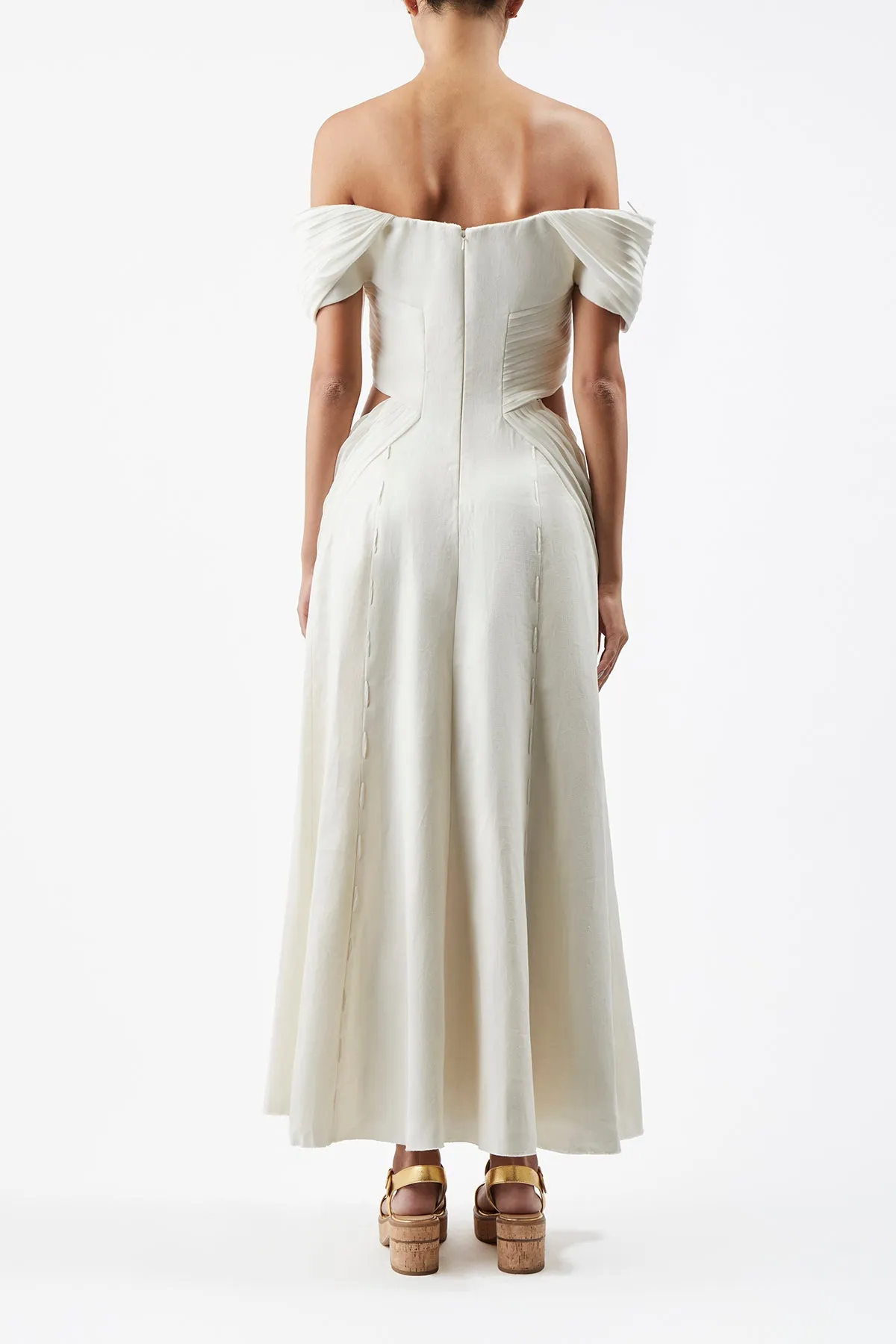 Erinna Dress in Ivory Linen