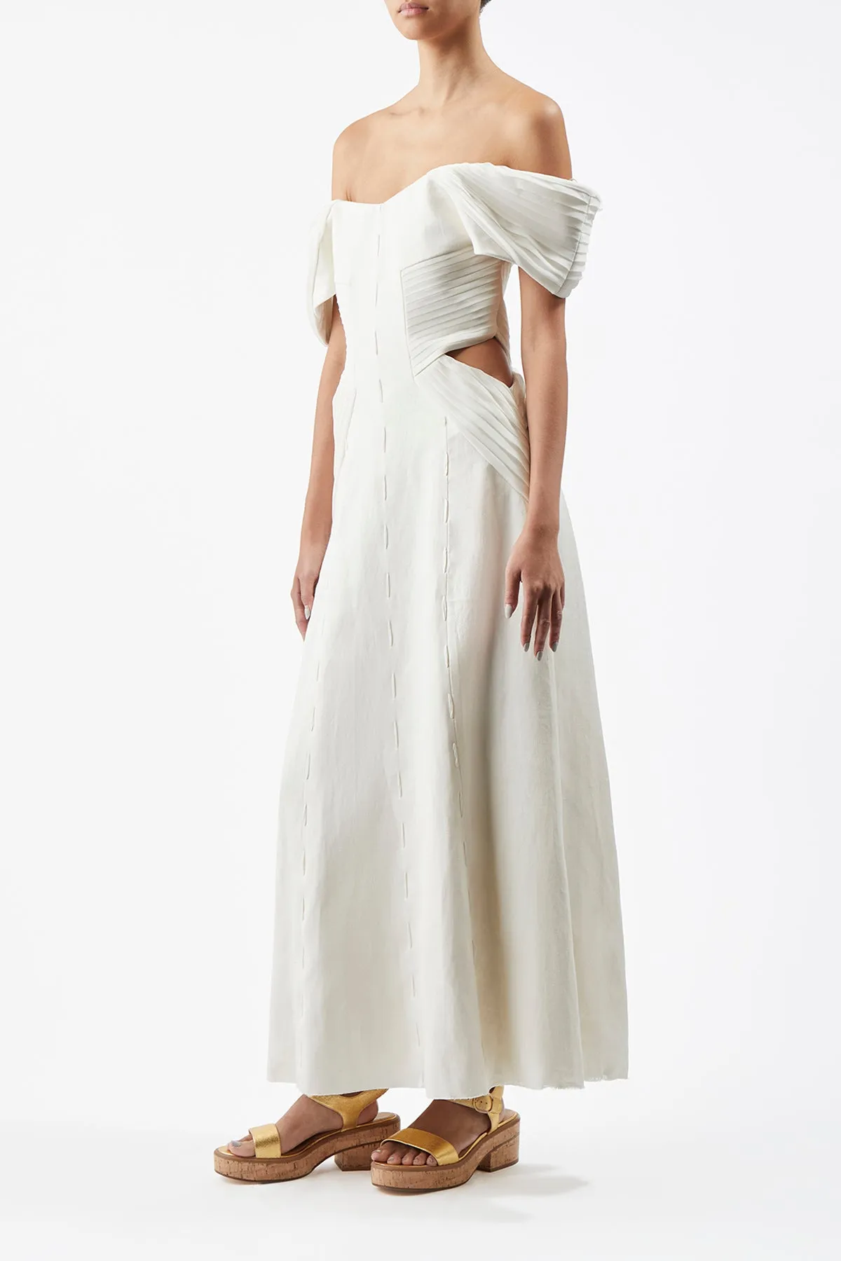 Erinna Dress in Ivory Linen