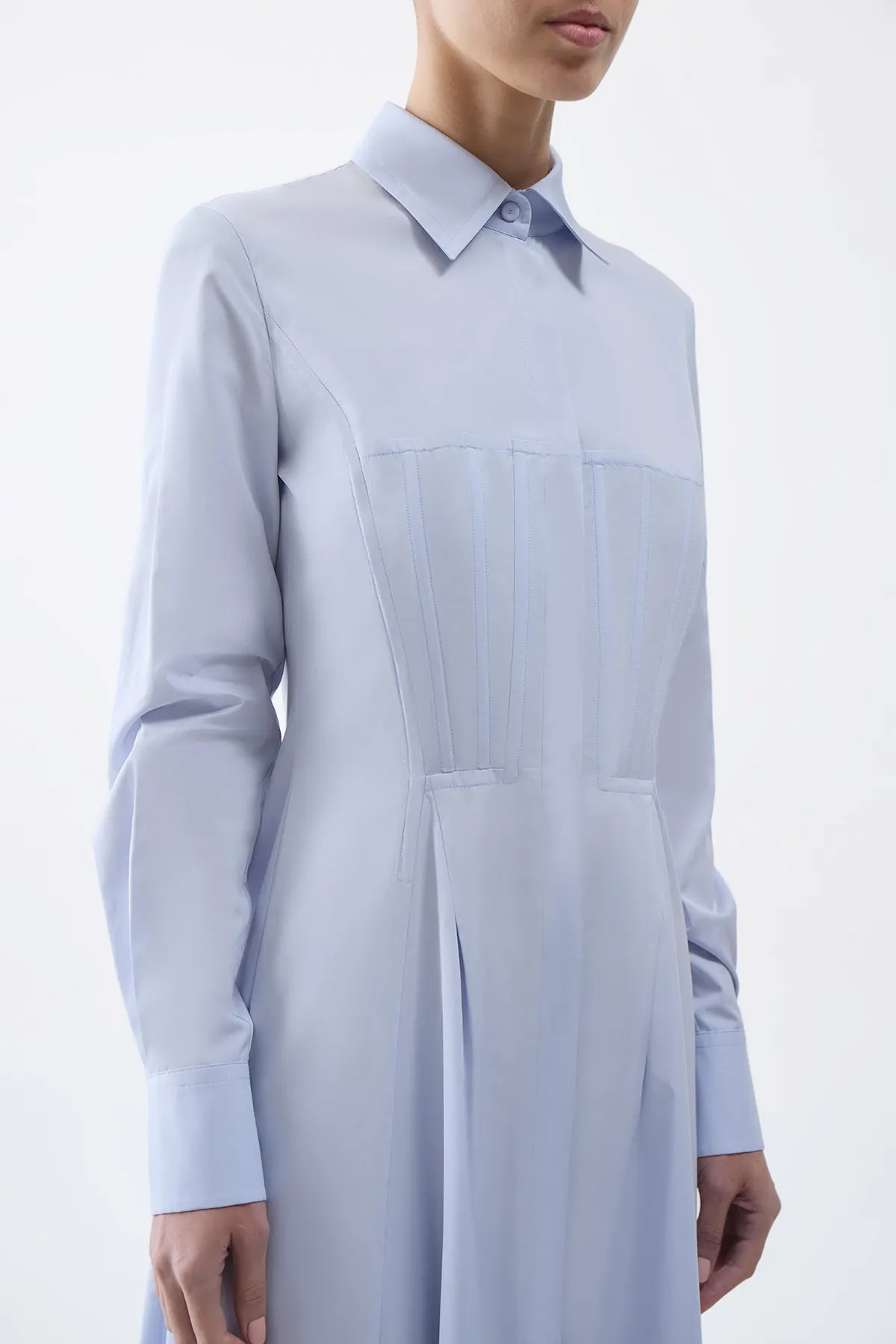 Eugene Maxi Shirtdress in Light Blue Sea Island Cotton