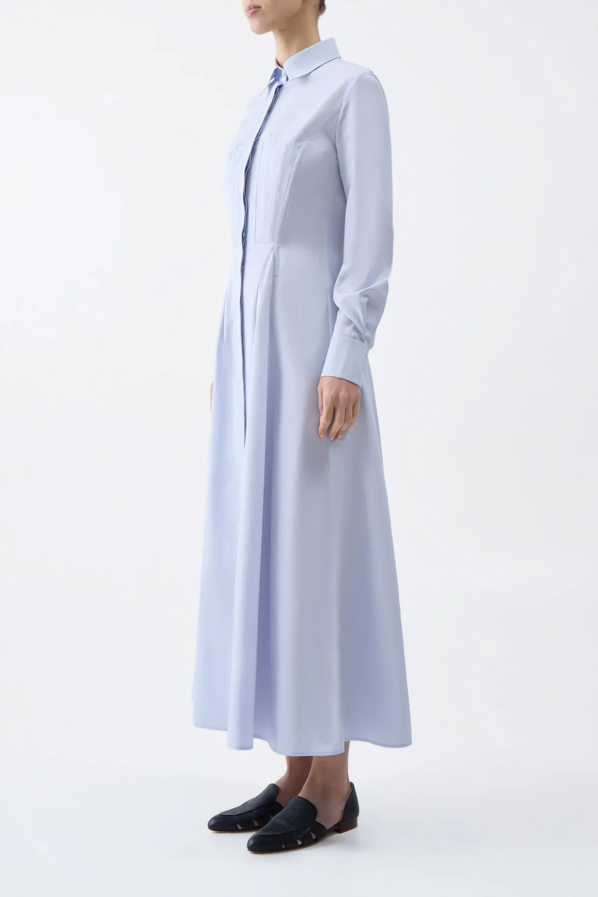 Eugene Maxi Shirtdress in Light Blue Sea Island Cotton