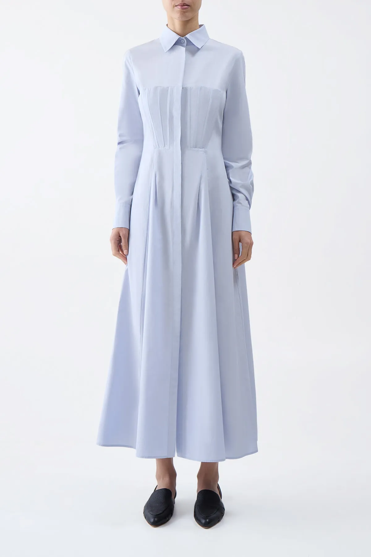 Eugene Maxi Shirtdress in Light Blue Sea Island Cotton