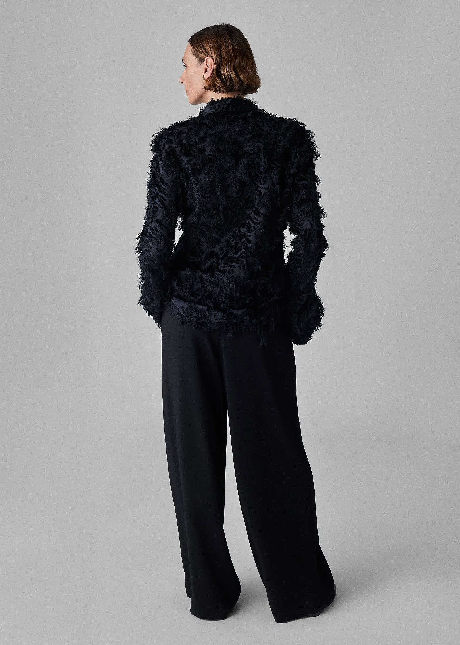 Evening Shirt Jacket in Fil Coupe - Navy