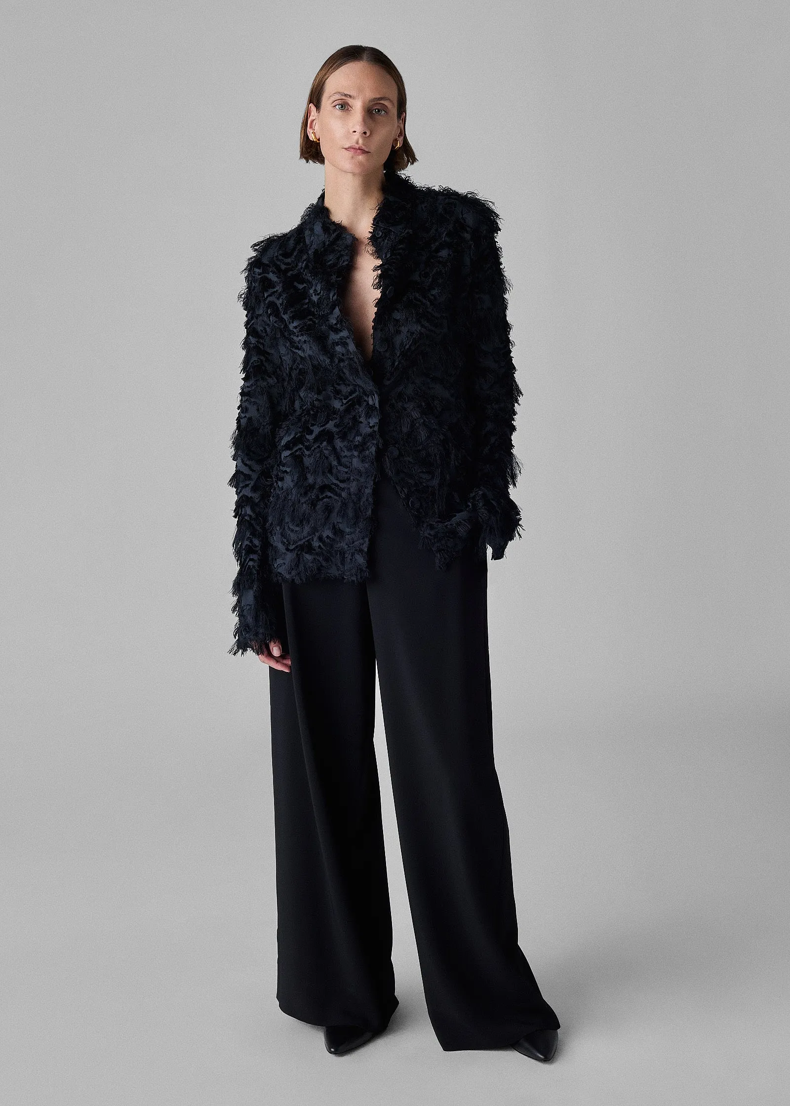 Evening Shirt Jacket in Fil Coupe - Navy