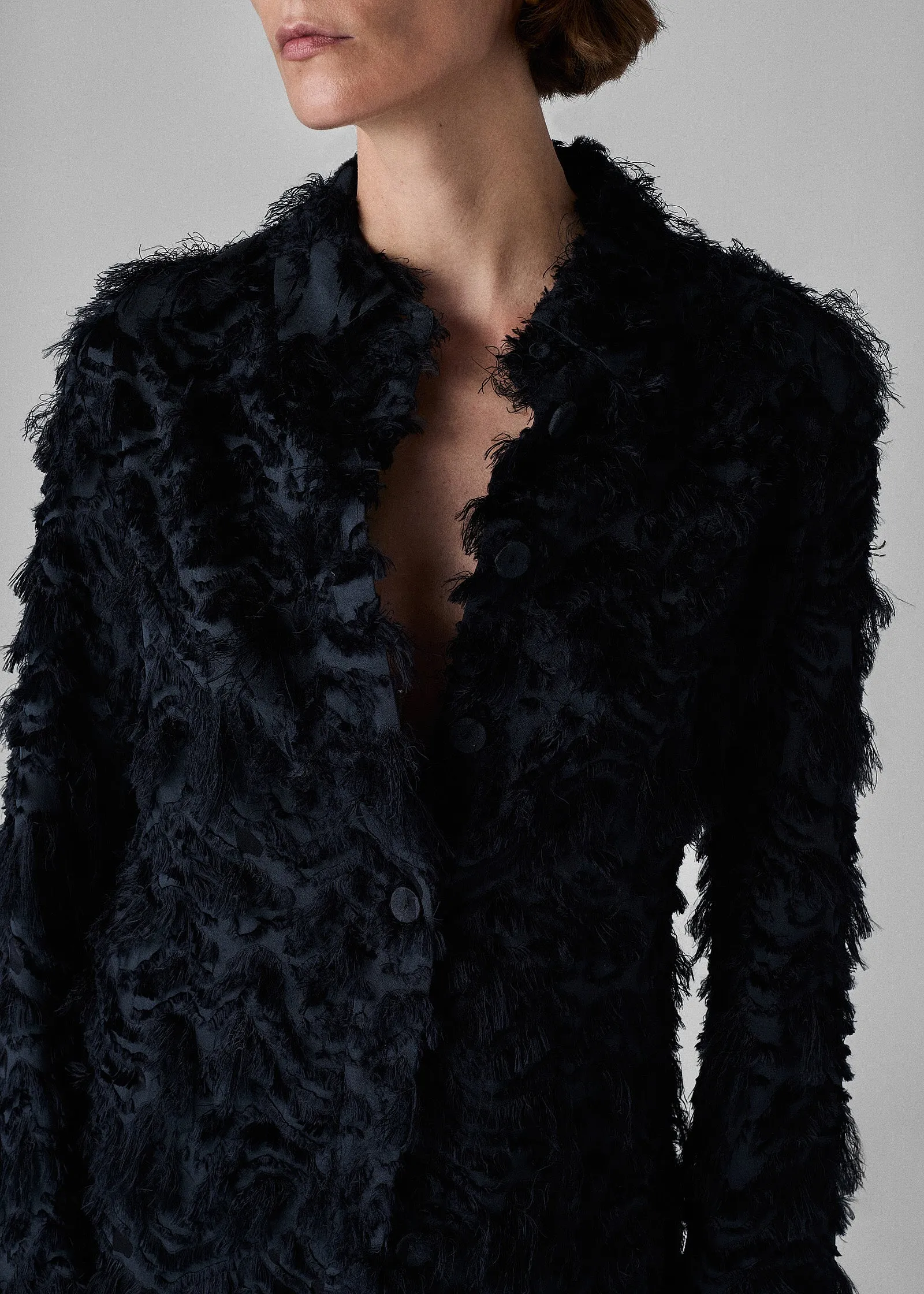Evening Shirt Jacket in Fil Coupe - Navy