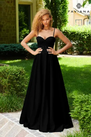 Faviana 11259 Long Formal Lace Ball Gown Prom Dress