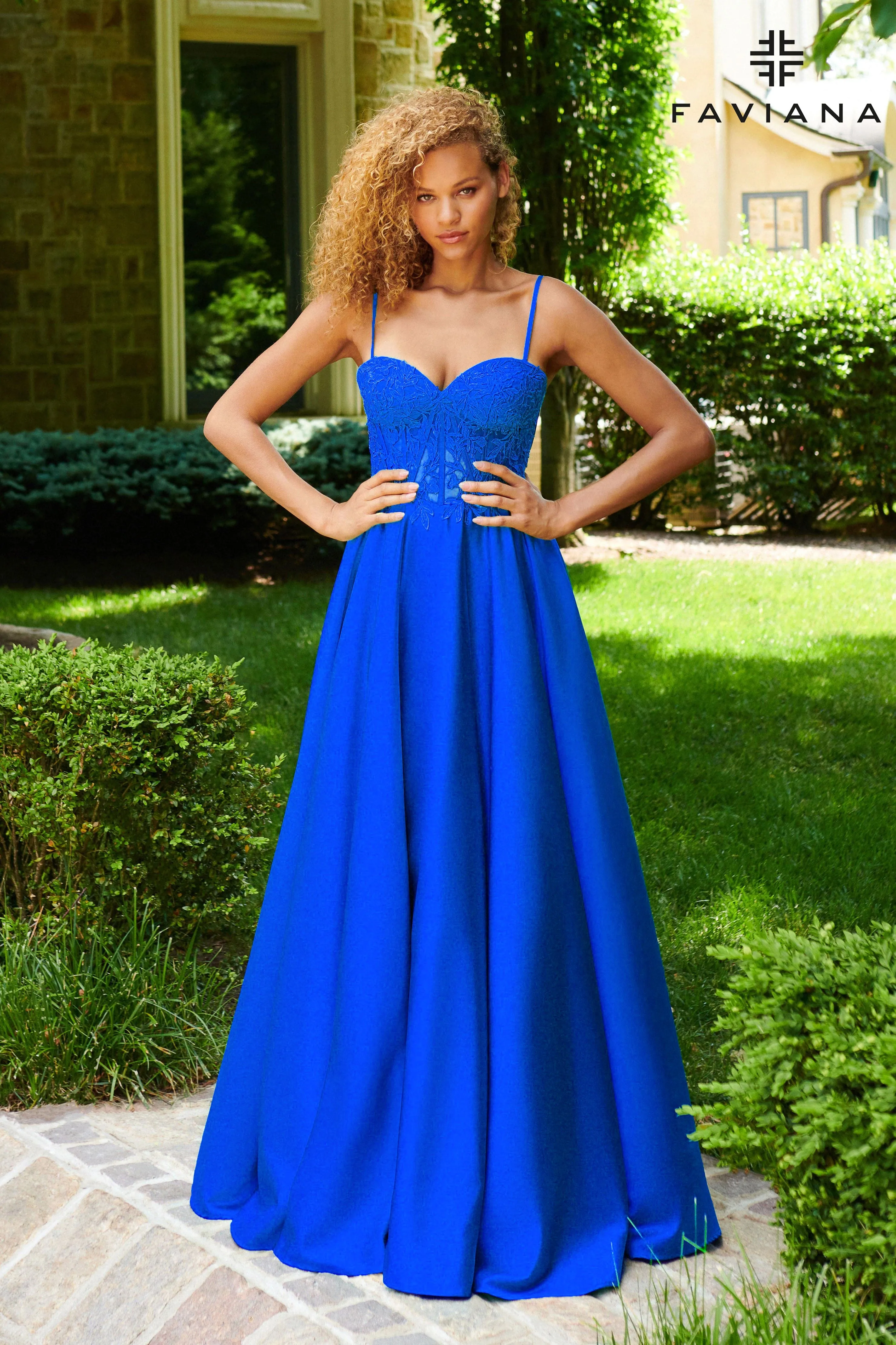 Faviana 11259 Long Formal Lace Ball Gown Prom Dress