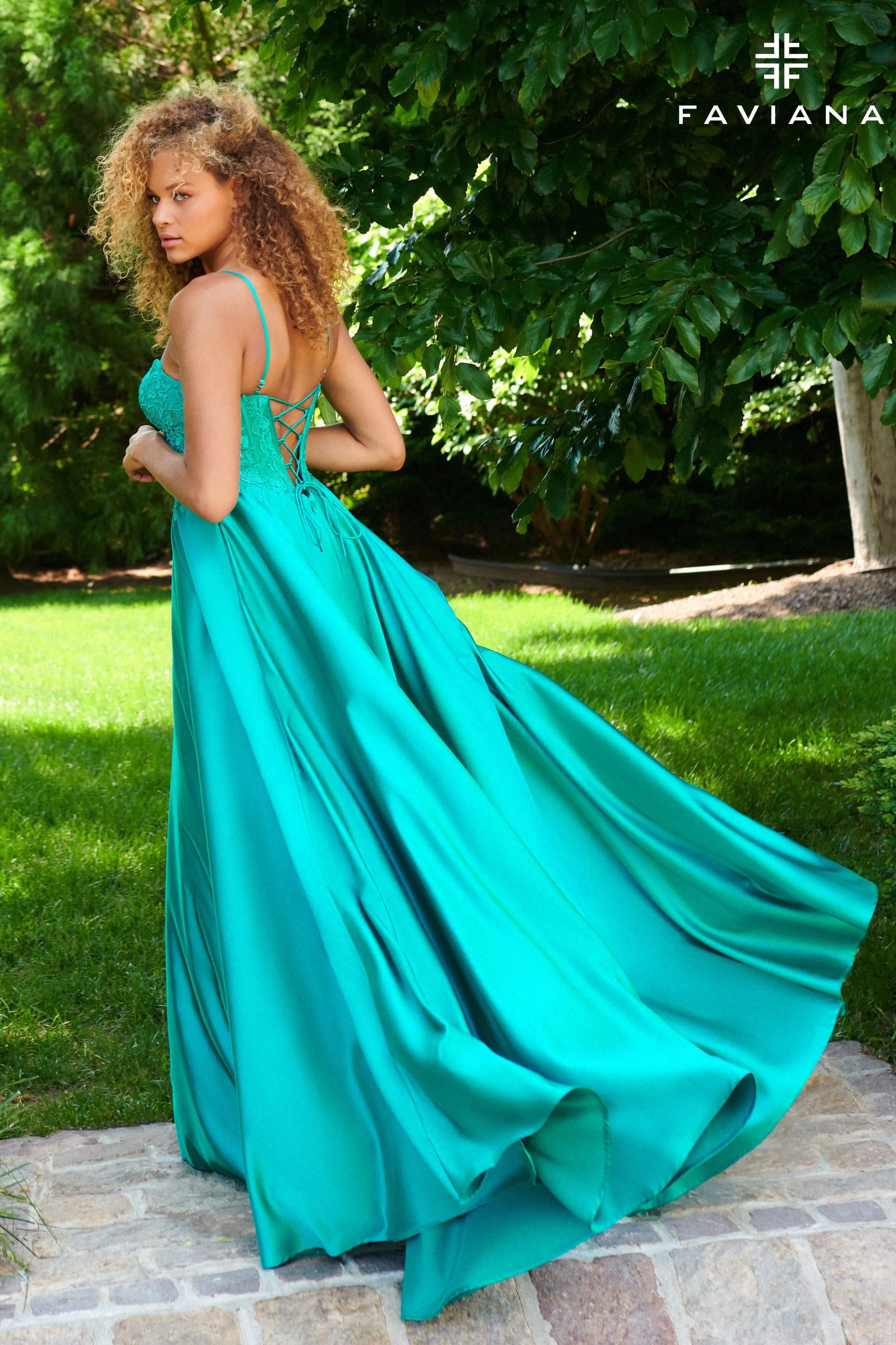 Faviana 11259 Long Formal Lace Ball Gown Prom Dress
